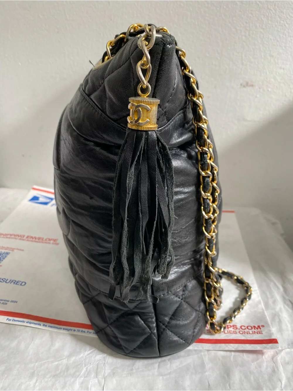 Chanel Vintage CC Quited Lambskin Leather Tote shoulder bag